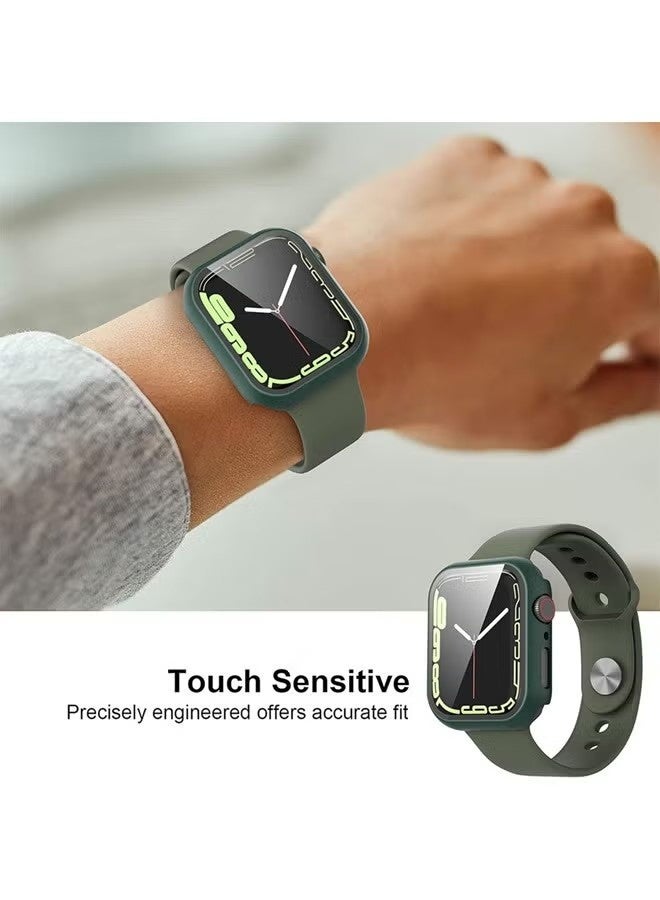 جراب ساعة أبل من السلسلة 11 و10 مقاس 42 مم مع واقي شاشة من فيلم مقوى، غطاء حماية كامل من البولي كربونات الصلب، غطاء شاشة عالي الدقة حساس للمس (42 مم، أخضر) - Image 4